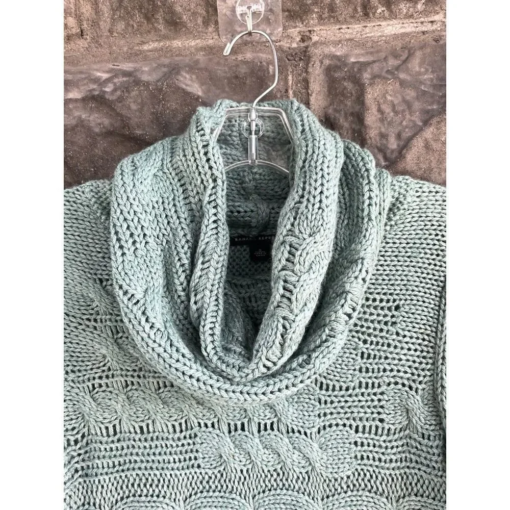 Banana Republic Sage Green Alpaca Wool Blend Chunky Turtleneck Sweater Size Smal - Picture 5 of 5
